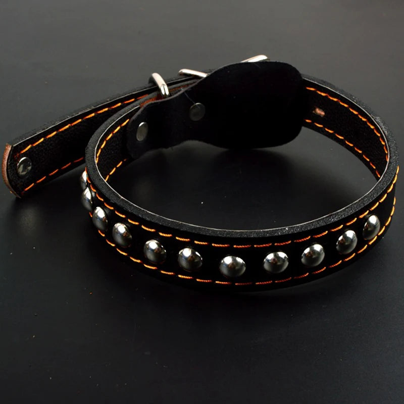 Pet Leather Dog Collar Leash For Large Dog Leather Dog Traction Drag Tow Rope Chain Pet Dog Supplies Accessories Prevent Runaway