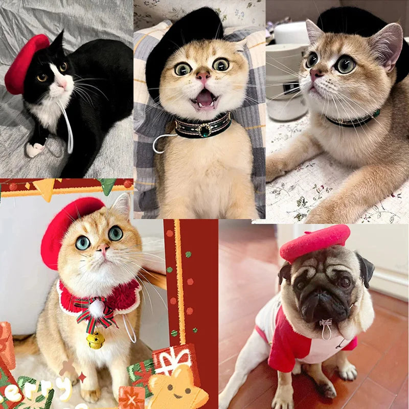Pets Dog Hat Accessories Pets Grooming Dress Up Cap Cute Beret Mini Decorative Cat Headwear Puppy Painter Felt Hat