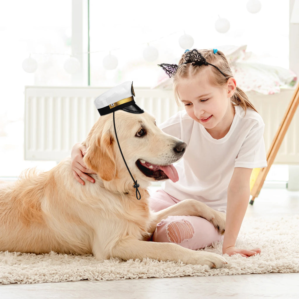 Net Pet Cap Funny Captain Halloween Hat Fancy Headgear for Puppy Dog Cat Party Dress Up Costume Accessories Photo Props