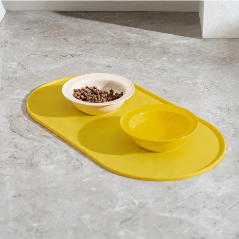Cat Feeding Mat with Non-Slip Waterproof Design, Pet Food Mat, Compatible with Cat/Dog Bowls, Multipet Households, Dog Owners