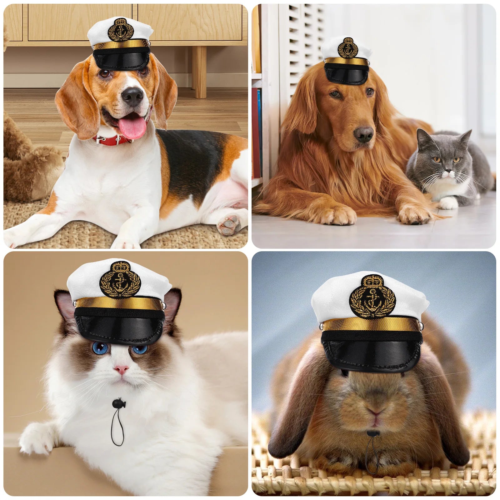 Net Pet Cap Funny Captain Halloween Hat Fancy Headgear for Puppy Dog Cat Party Dress Up Costume Accessories Photo Props